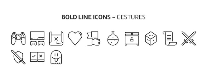 Game, bold line icons