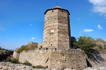 Fortress tower of the medieval ackerman fortress. Belgorod Dnestrovsky, Odessa region, Ukraine