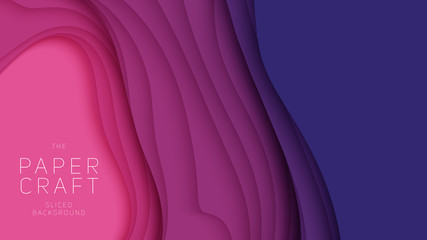 Vector 3D abstract background with paper cut neon shape. Colorful carving art. Paper craft Antelope canyon landscape with gradient colors. Minimalistic design for business presentations, flyers. © garrykillian