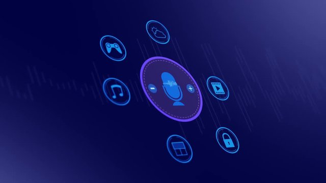 voice assistant with iot icons network, concept of smart home, futuristic technology (3d render)