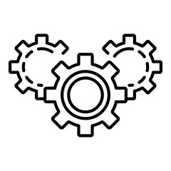 Gear teamwork icon. Outline gear teamwork vector icon for web design isolated on white background
