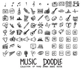 Set of Musics icons Drawing illustration Hand drawn doodle Sketch line vector eps10