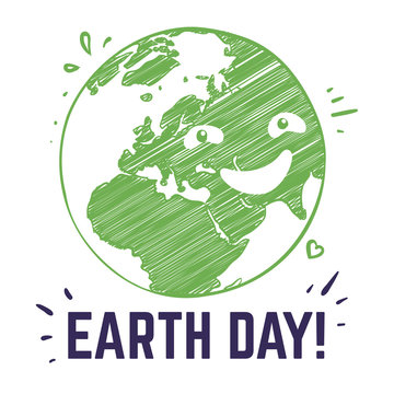 Earth day poster. Planet environmental world symbol environ safety celebration date postcard with typography. Peace home