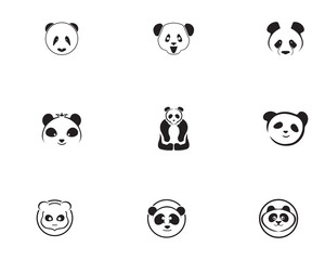 Fototapeta premium logo pandy czarno-biała głowa