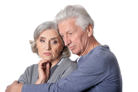 Portrait Of Senior Couple On White Background