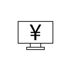 monitor, yuan icon. Element of finance illustration. Signs and symbols icon can be used for web, logo, mobile app, UI, UX