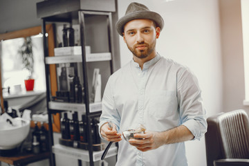 Beautiful man in barbershop