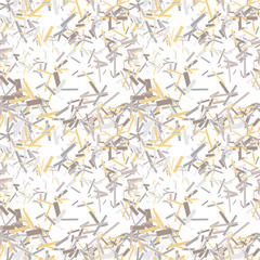 Abstract seamless pattern with colorful chaotic small squares, sticks. Infinity geometric pattern. Vector illustration.      