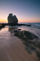 Fototapeta na wymiar Beach of Ilbarritz at Biarritz, at Basque Country.