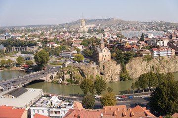 view of the Metekhi Church Tbilisi Georgia