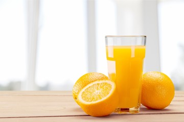 Orange Juice in glass on   background.