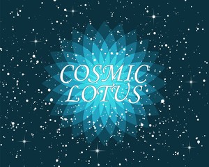 Ornate geometric lotus flower esoteric symbol on mystical starry night sky