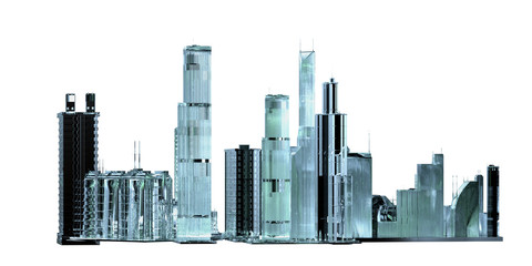 Fototapeta na wymiar 3D Illustration of a layout of the city of the future 3d render