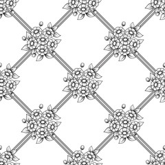 Seamless daisy black lattice background
