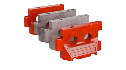 Barrier road red gray construction, border. 3D rendering
