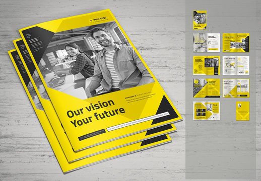 Yellow and Gray Business Brochure Layout