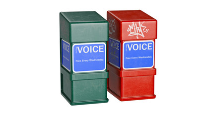 Newspaper box metal sign, isolated on white background. 3D rendering