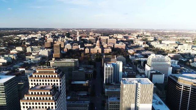 4K Aerial of Austin Downtown and Capitol Building