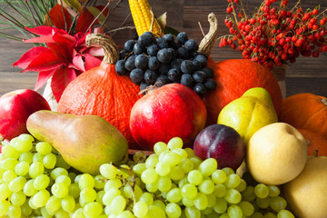 Autumn harvest: plenty of fruits and vegetables