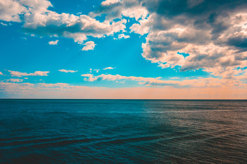 vintage colored ocean in blue and orange