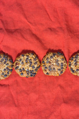 Oats cookies with chocolate chips and hazelnuts