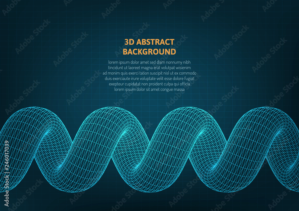Poster abstract background with a volumetric object on the surface.