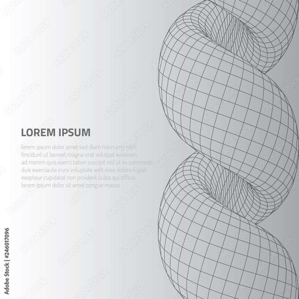 Poster abstract background with a volumetric object on the surface.
