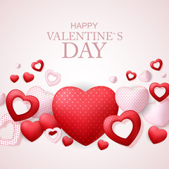 Happy Valentines Day Card with Heart. Vector Illustration
