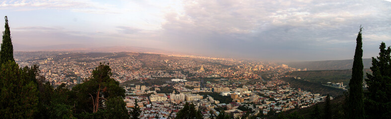 Fototapeta na wymiar Georgia, Tbilisi panorama of the city from mount Mtatsminda