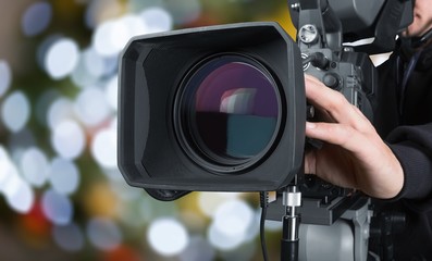 Cameraman working with camera   isolated
