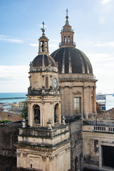 dome and bell tower of the cathedral of Catania