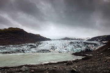 At the foot of the glacier in Iceland