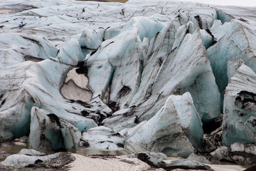 A close up of the ice on the glacier in Iceland