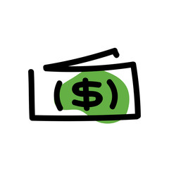 Money icon. Vector hand drawn line symbol