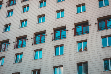 detailed view of platten bau building with blue windows