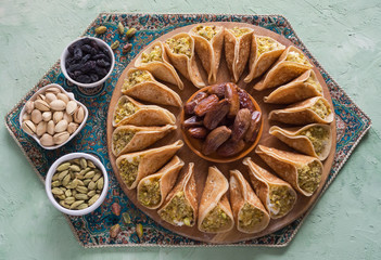 Baghrir Moroccan pancakes. Arabic pancakes with dates.
