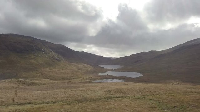 Wide view on Glen Etive and the River Etive in the Highlands of Scotland from the air