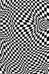 Abstract Black and White Geometric Pattern with Squares. Contrasty Optical Psychedelic Illusion. Chessboard Wicker Texture. 3D Illustration