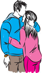 romantic couple kissing illustration