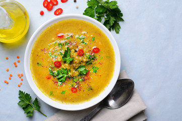 Lentil Vegetable Soup, Tasty Homemade Vegetarian Food