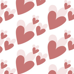 Seamless pattern with hand drawn red hearts  on transparent background. Saved in swatch panel. Vector. Eps10