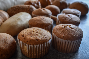 muffin on wooden background