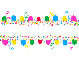Horizontal background of party flags and colorful dots