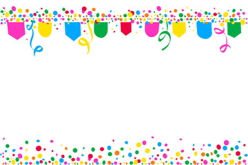Horizontal white background of colorful party flags