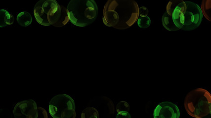 Background with a variety of multi-colored translucent soap bubbles.