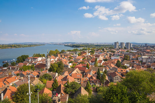 View of Zemun rooftops and the Danube River, Zemun, Belgrade, Serbia