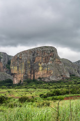 View at the mountains Pungo Andongo, Pedras Negras (black stones), huge geologic rock elements