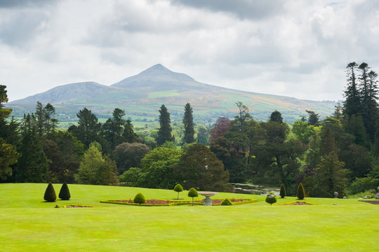 The Sugarloaf mountain and Powerscourt gardens in Wicklow, Ireland