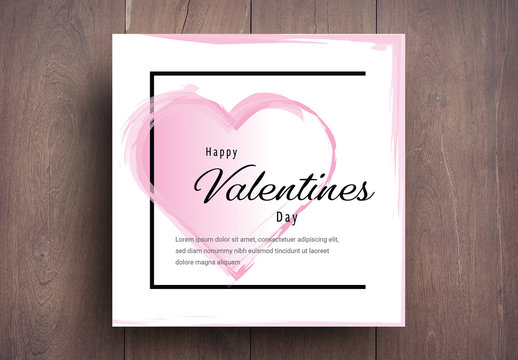 Valentine's Day Card Layout With Pink Accents