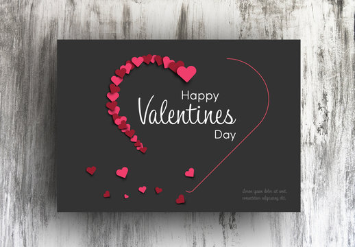 Valentine's Day Card Layout with Dark Background